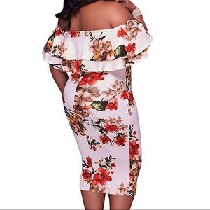 Off The Shoulder Bodycon Midi Party Dress